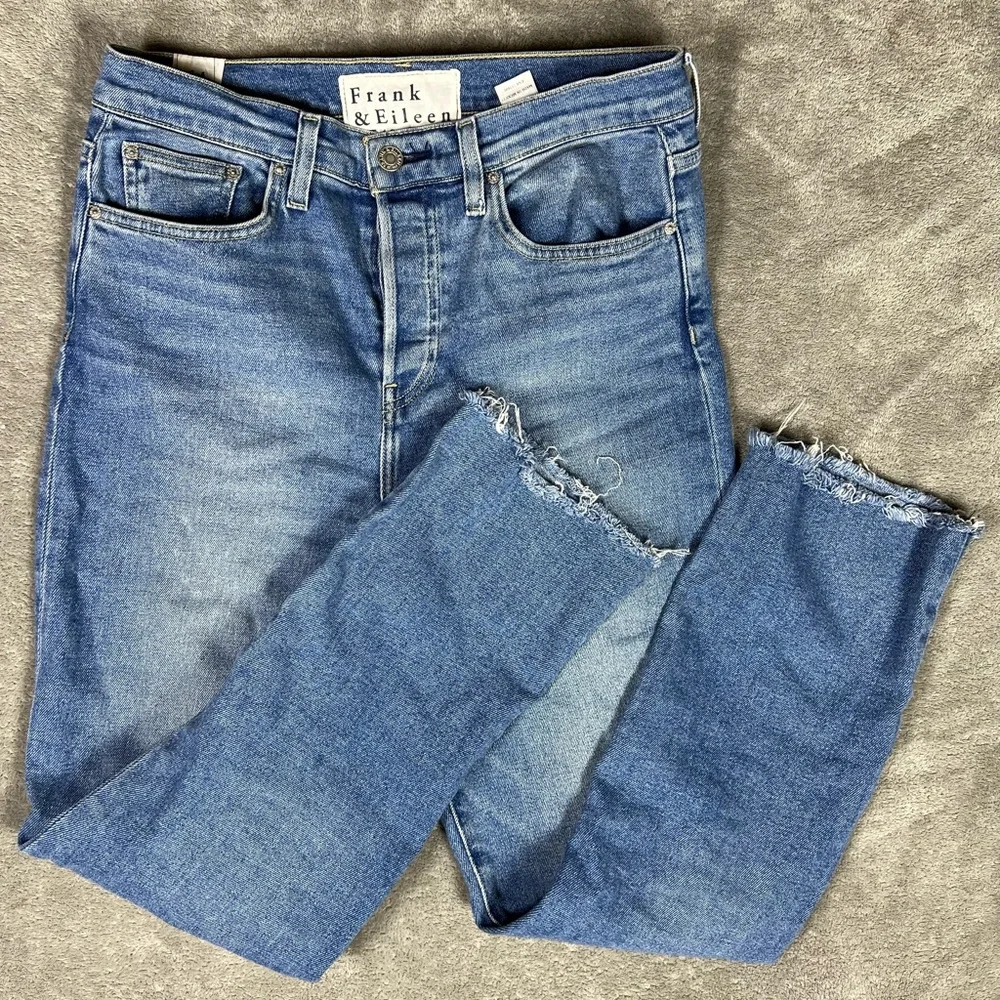 Frank&Eileen Jeans Womens 29 CORK Everyday Jean Straight Leg Raw Hem Button Fly - Picture 6 of 13
